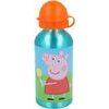 Hliníková láhev na pití Prasátko Pepa 400 ml - oranžová/modrá