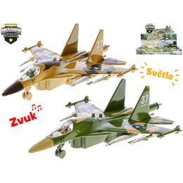 Mission Control letadlo vojenské 19cm kov zpětný chod na baterie + světlo a zvuk 2barvy 6ks v DBX