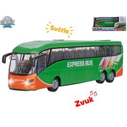 Kids Globe Traffic autobus 18,5cm kov zpětný chod na baterie se světlem a zvukem v krabičce