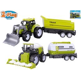2-Play Traffic traktor a kombajn 12cm volný chod s přívěsem 2ks 13cm v krabičce