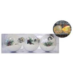 Vánoční dekorace - svítící koule 8cm - 3ks