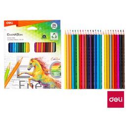 DELI Pastelky trojhranné ColoRun bezdřevé 24 barev