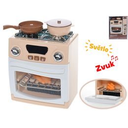 Sporák s troubou 18x15x9cm na baterie s doplňky se světlem a zvukem 18m+ v krabičce