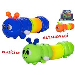 Housenka 13,5-40cm na klíček po natažení se plazící 3barvy 12ks v DBX