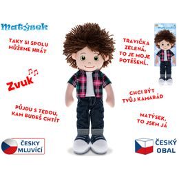 Panáček Matýsek měkké tělo 37cm na baterie česky mluvící růžový 0m+ na kartě