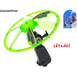 Gametime létající disk 15cm se šňůrkou po natažení létající 2barvy na kartě