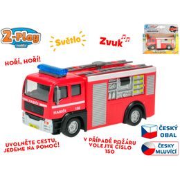 2-Play Traffic hasiči CZ 12cm kov na zpětný chod na baterie česky mluvící se světlem v krabičce