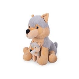 Pes husky plyšový 25cm sedící s mládětem 0m+ v sáčku
