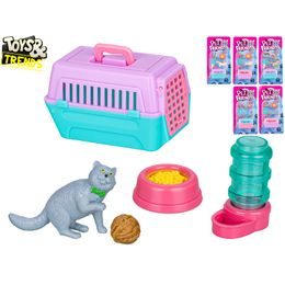 Toys&Trends kočka s přepravkou 7,5cm a doplňky 6druhů na kartě