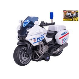 Motorka policejní 12,5cm 1:14 kov na zpětný chod 2druhy v krabičce