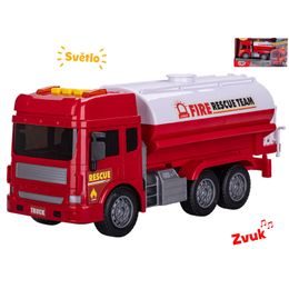Auto hasiči cisterna 28cm na setrvačník na baterie se světlem a zvukem v krabičce