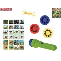 Dinoworld projektorová svítilna 11,5cm na baterie se světlem 24 obrázků na kartě