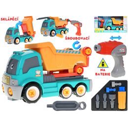 Auto sklápěčka 28cm šroubovací s vrtačkou na baterie a doplňky v krabičce