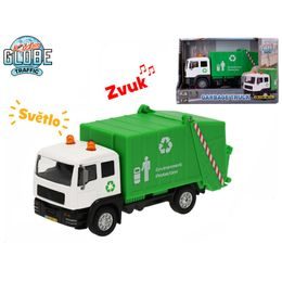 Kids Globe Traffic auto popelářské 15cm kov na zpětný chod na baterie se světlem a zvukem v krabičce