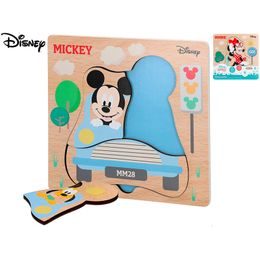 Mickey Mouse puzzle dřevěné 21x21cm 12m+ 4dílky 2druhy ve fólii