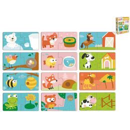 Puzzle dětské 10x5cm Kde bydlí toto zvířátko? 24dílků 12obrázků 18m+ v krabičce