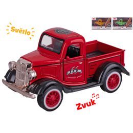 Auto old timer 11cm kov na baterie na zpětný chod se světlem a zvukem 3barvy v krabičce