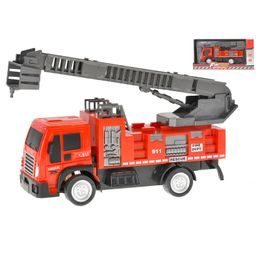 Auto hasiči 20,5cm na setrvačník výsuvný a otočný žebřík v krabičce