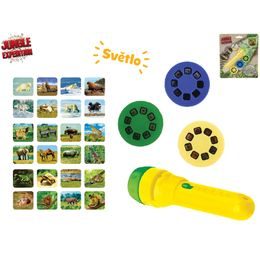 Jungle Expedition projektorová svítilna 11,5cm na baterie se světlem 24 obrázků na kartě