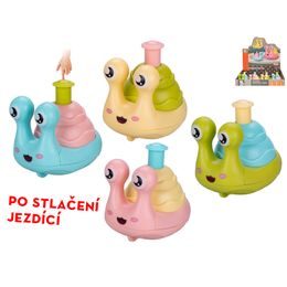 Hlemýžď 7cm po stlačení jezdící 4barvy 16ks v DBX
