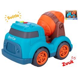 Auto stavební míchačka 17cm volný chod na baterie se světlem a zvukem 18m+ v krabičce