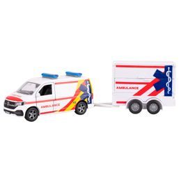 Kids Globe Farming Land Rover kov s přívěsem pro koně 26cm zpětný chod v krabičce