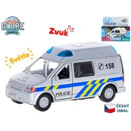 Kids Globe Traffic auto policie CZ 13cm kov zpětný chod na baterie se světlem a zvukem v krabičce