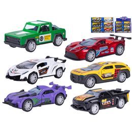 Auto závodní 13cm kov zpětný chod 6druhů 2barvy v krabičce 12ks v DBX