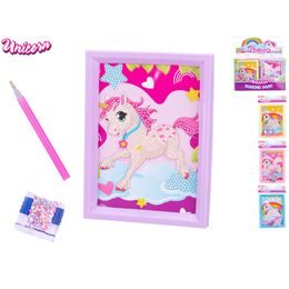Unicorn sada lepení barevných kamínků do rámečku 18,5x14cm 4barvy v sáčku 24ks v DBX