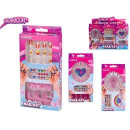 Glamour sada nalepovacích nehtů s diamanty a doplňky 3druhy v krabičce 24ks v DBX