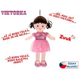 Panenka Viktorka hadrová 32cm česky mluvící na baterie světle růžová 0m+ v sáčku