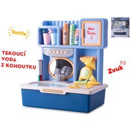 Umyvadlo modré 35x23x40cm na baterie s tekoucí vodou se světlem, zvukem a doplňky v krabičce