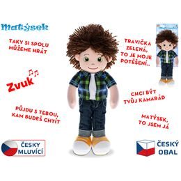 Panáček Matýsek měkké tělo 37cm na baterie česky mluvící zelený 0m+ na kartě