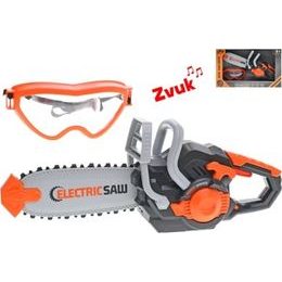 Pila elektrická 34cm na baterie se zvukem + ochranné brýle 14,5cm v krabičce