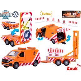 Kids Globe Traffic VW Transporter 27cm na baterie kov zpětný chod s se světlem v krabičce