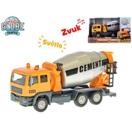 Kids Globe Traffic auto míchačka 15,5cm kov na zpětný chod na baterie se světlem a zvukem v krabičce