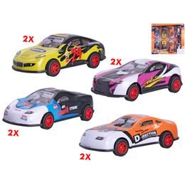 Auto sportovní 8,5cm kov zpětný chod 4druhy 8ks v krabičce