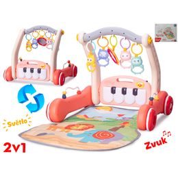 Chodítko s podložkou 75x50x42cm 2v1 s růžovým piankem na baterie se světlem a zvukem 0m+ v krabičce
