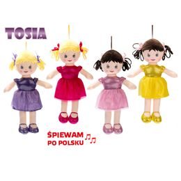 Panenka Tosia hadrová 32cm na baterie polsky mluvící a zpívající 4barvy v sáčku