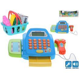 Registrační pokladna 26x14,5cm na baterie se světlem a zvukem s doplňky v krabičce