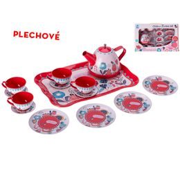 Čajový set plechový 15ks s podnosem 24x15cm v krabičce
