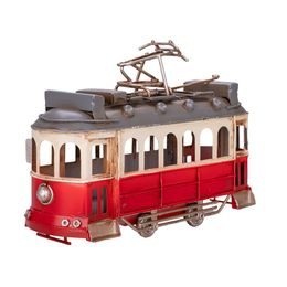 Tramvaj červená 16,5cm kov volný chod v krabičce