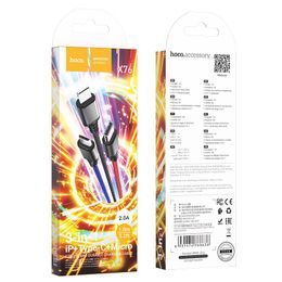3v1 super nabíjecí kabel iP+Type-C+MicroUSB