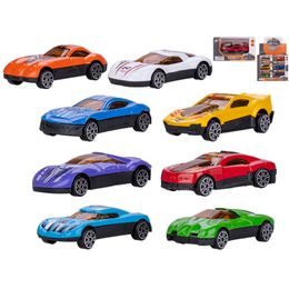 Auto závodní 7cm kov volný chod 8druhů v krabičce 24ks v DBX
