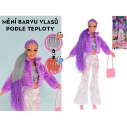 Panenka módní 29cm s vlasy měnící barvu a doplňky v krabičce