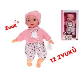 Miminko 30cm mrkací měkké tělo na baterie 12zvuků s dudlíkem 18m+ v krabičce