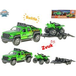 Kids Globe Traffic auto 13cm kov zpětný chod se čtyřkolkou na baterie světlo a zvuk v krabičce
