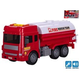 Auto hasiči cisterna 28cm na setrvačník na baterie se světlem a zvukem v krabičce