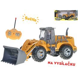R/C bagr nakladač 23cm 27MHz plná funkce na baterie se světlem v krabičce