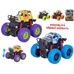 Crazy Truck monster truck 9cm na setrvačník velká kola grafitti design 4barvy na kartě